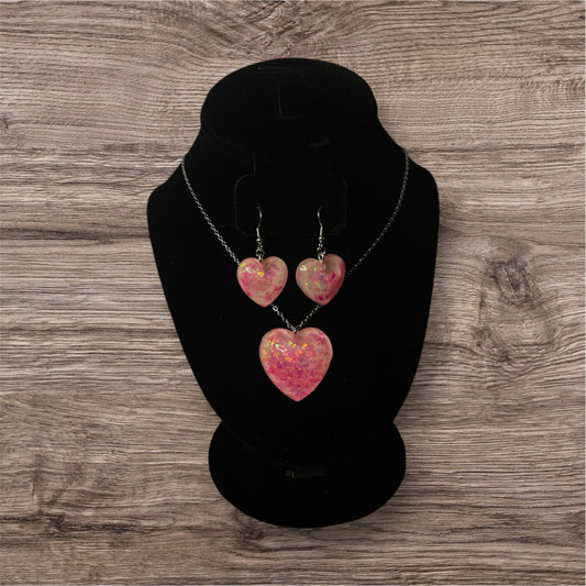 Sparkling Heart Necklace Set