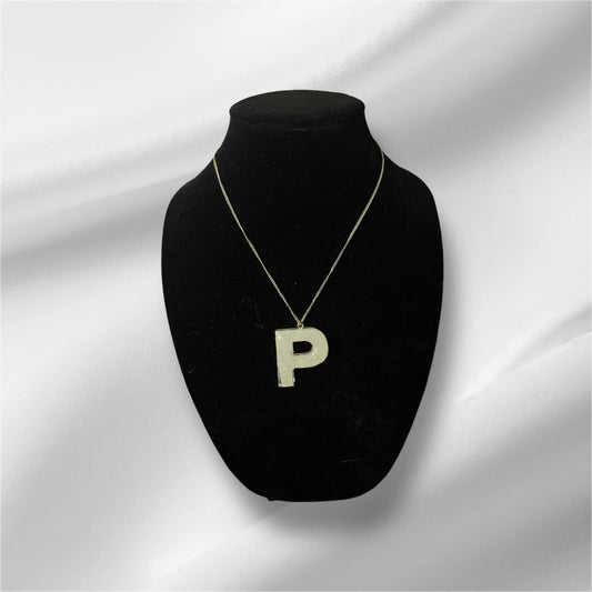 White Letter P Necklace