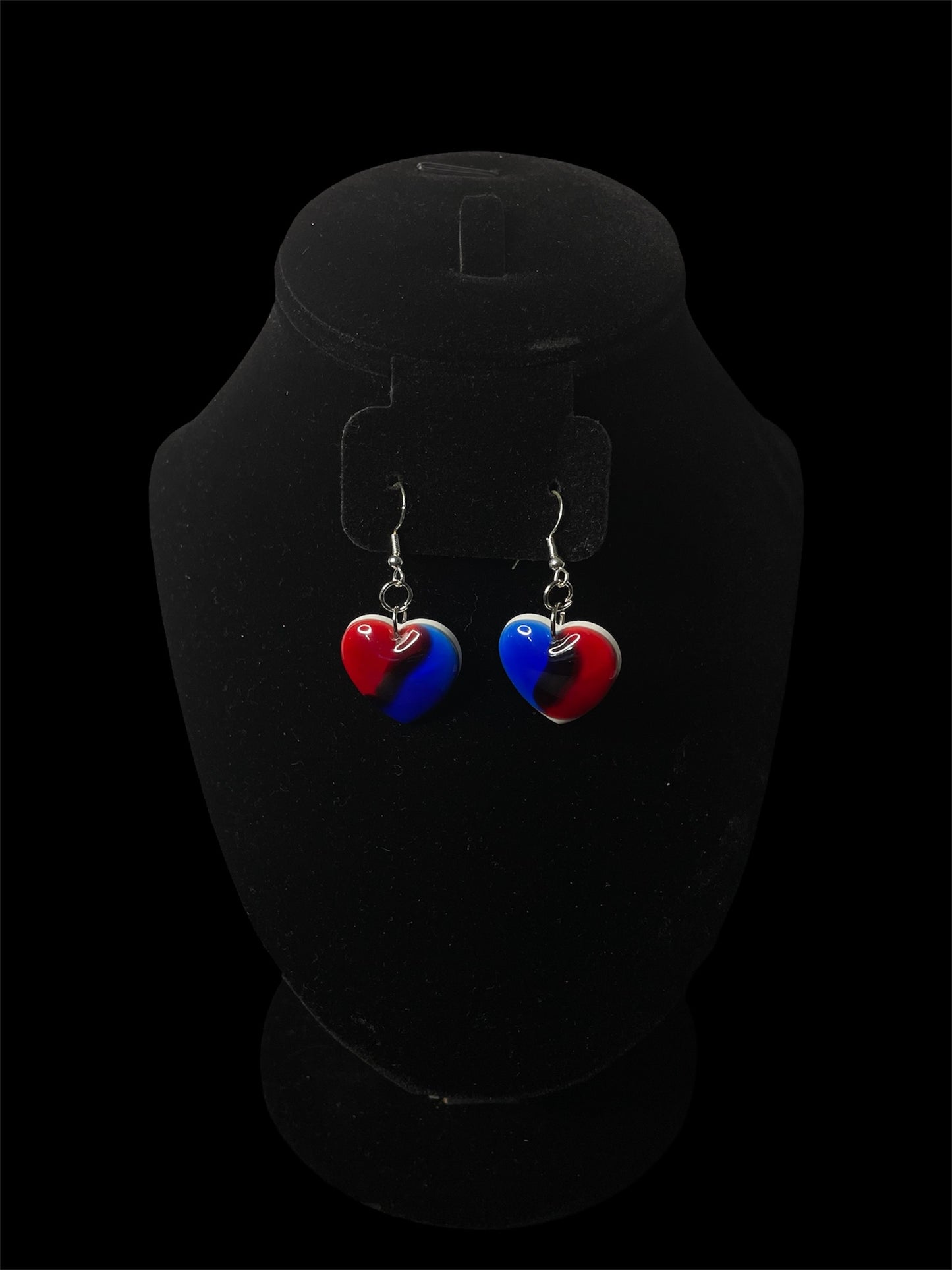 Red/White/ and Blue Heart Earings