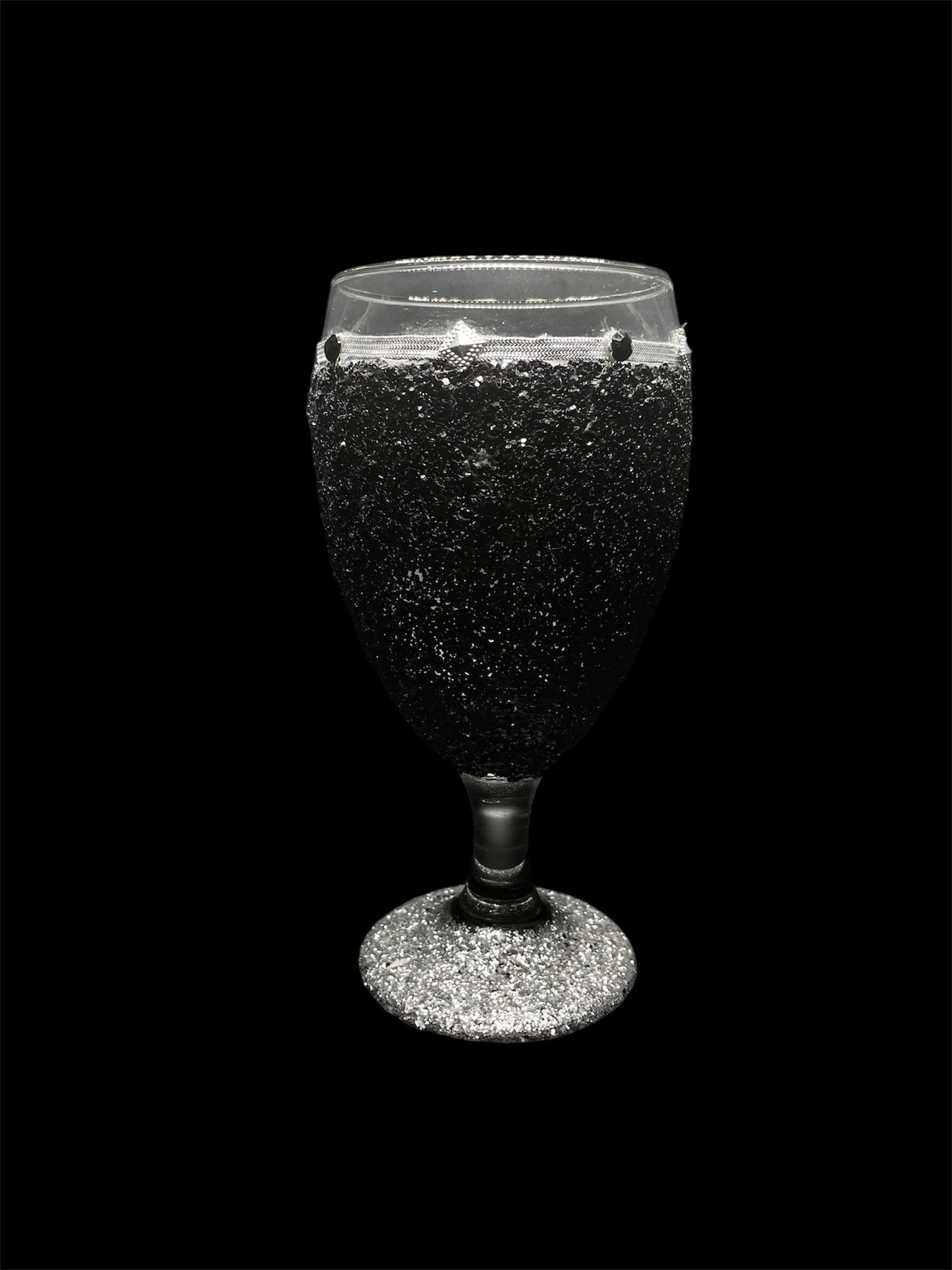 Black & Silver Wine Glass