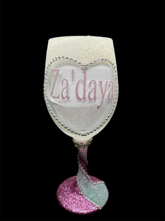 Silver & Pink Wine Glass