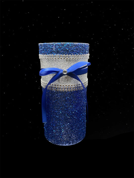 Dark Blue Glass with Blue Bow