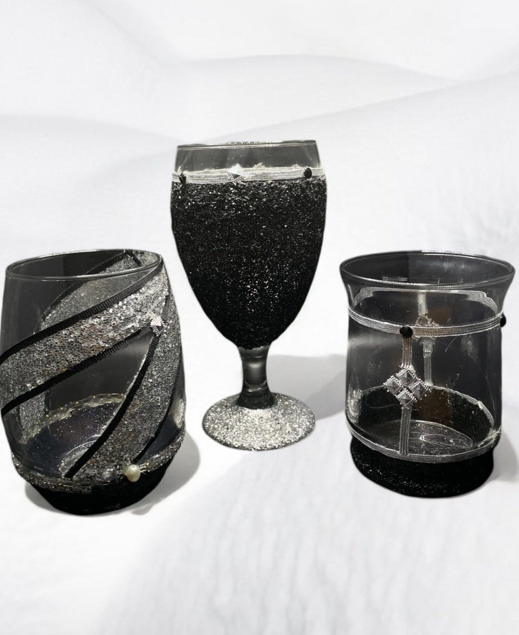 Black & Silver Wine Glass