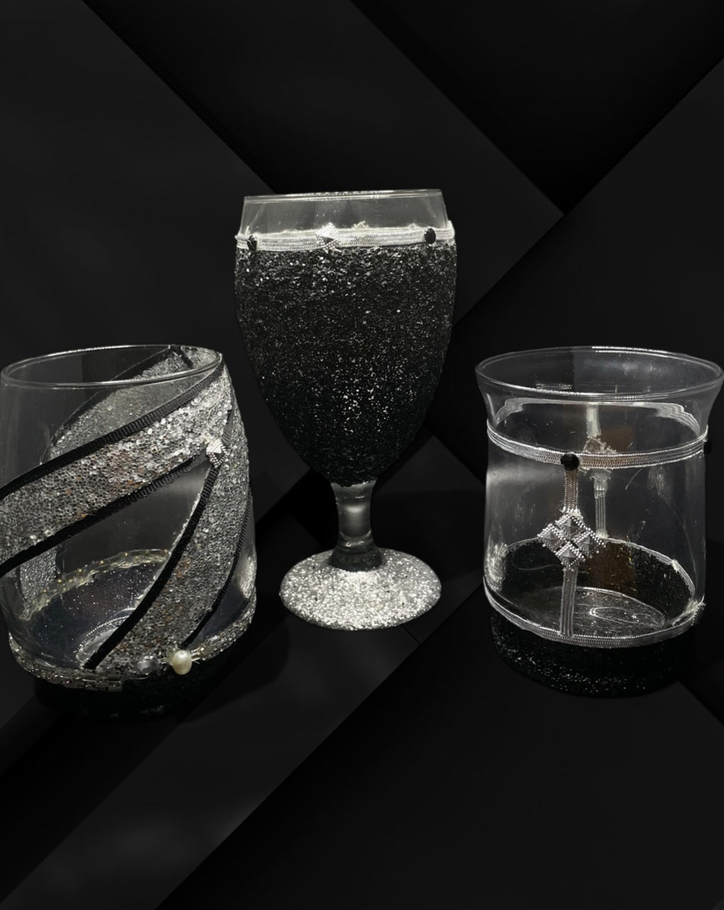 Black & Silver Wine Glass