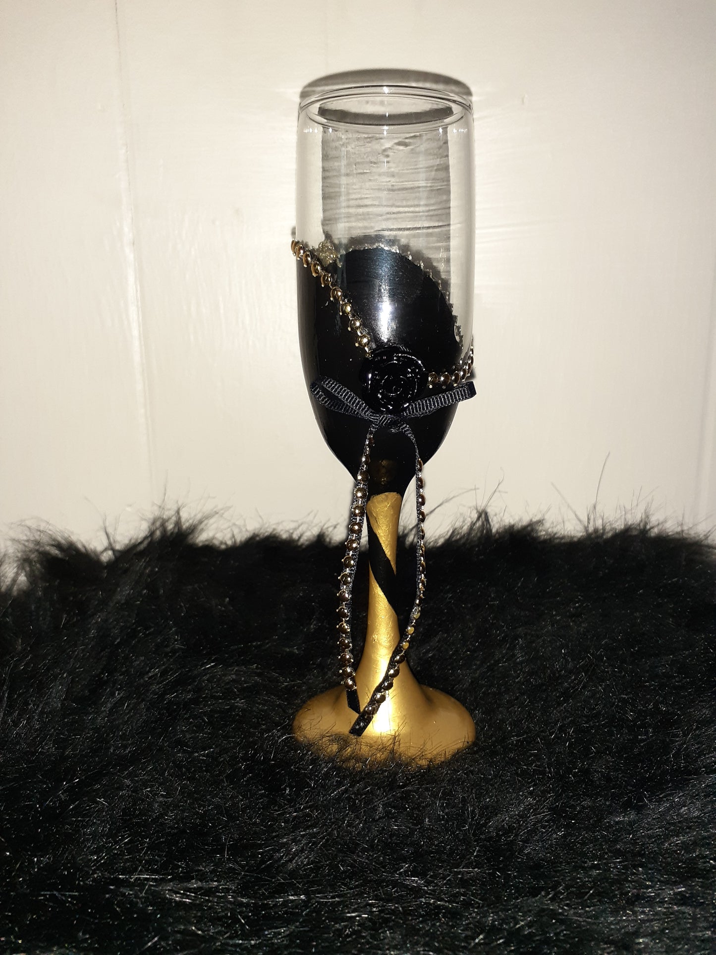 Black & Gold Dress Champagne Glass