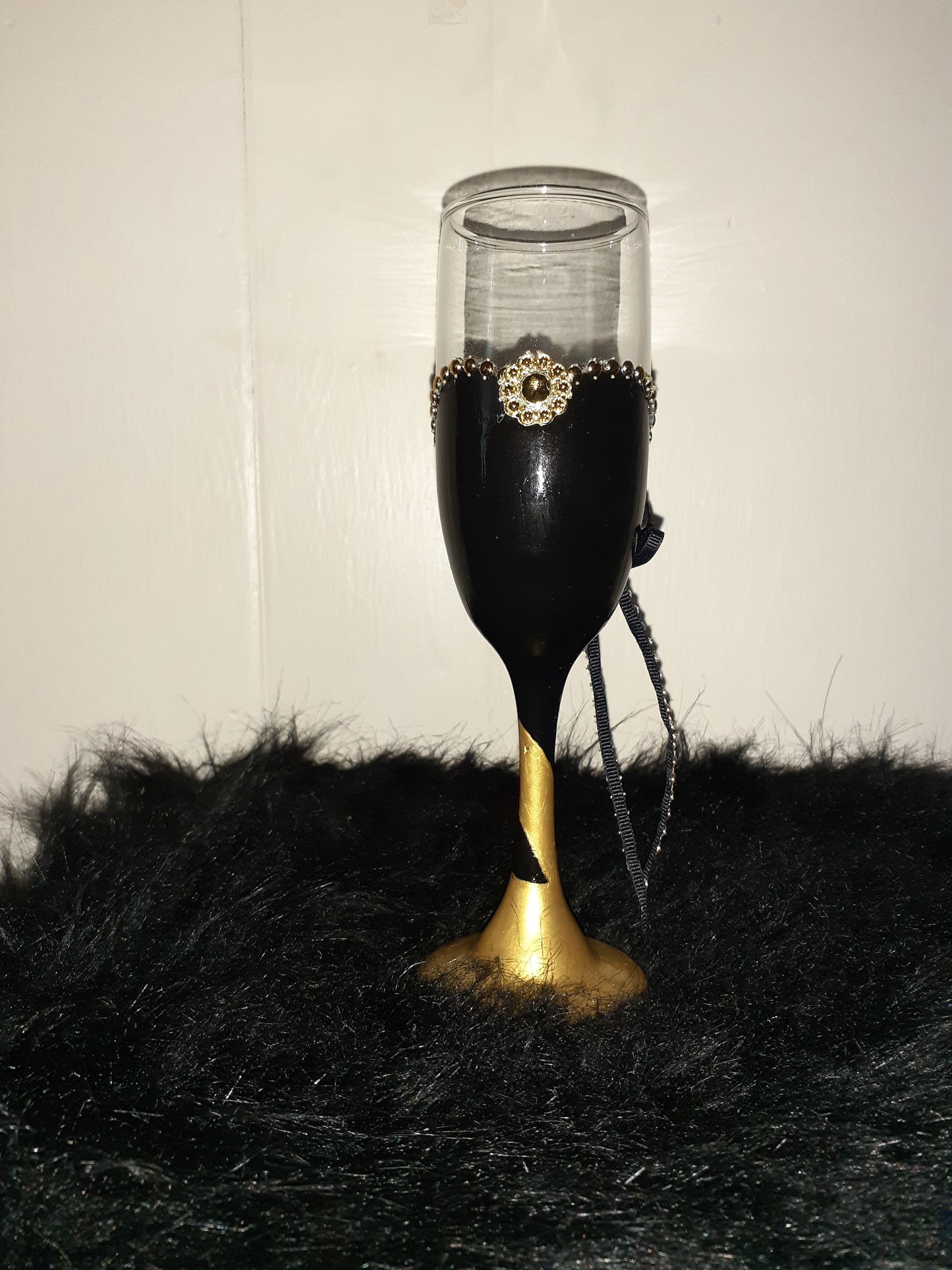 Black & Gold Dress Champagne Glass