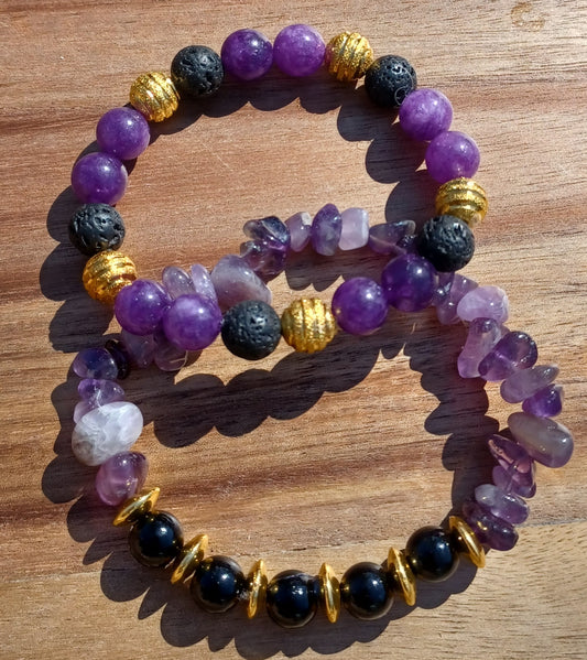 Grape Glass/Lava Bracelet