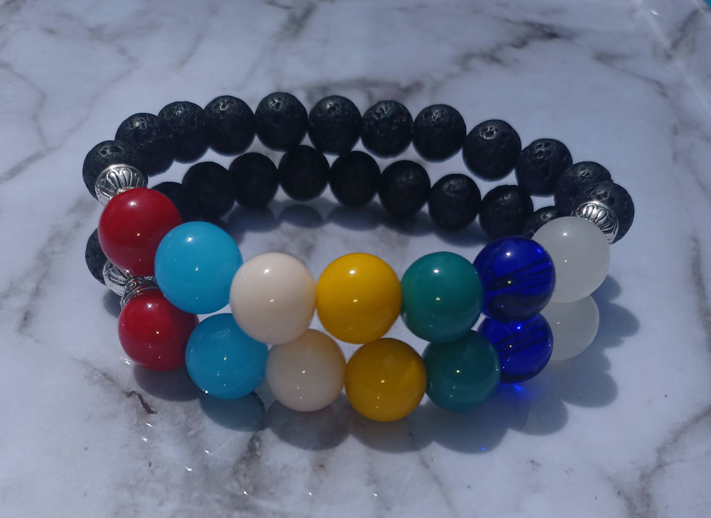 Bubble Gum Stone & Glass Bracelet