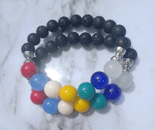 Bubble Gum Stone & Glass Bracelet