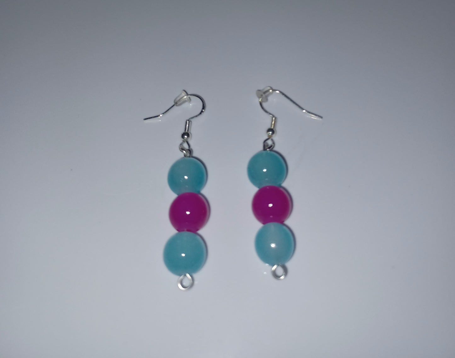 Glass Hot Pink & Blue Earrings