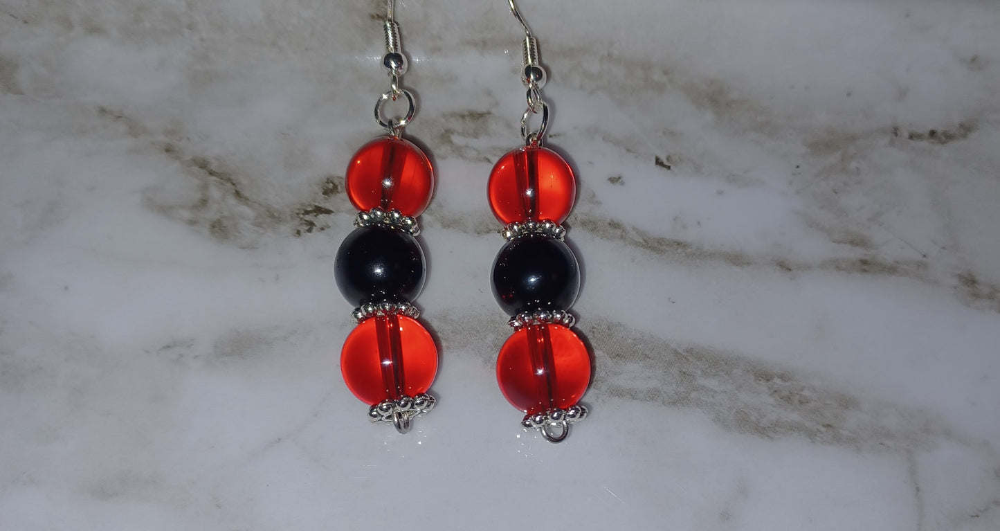 Black & Red Glass Earrings