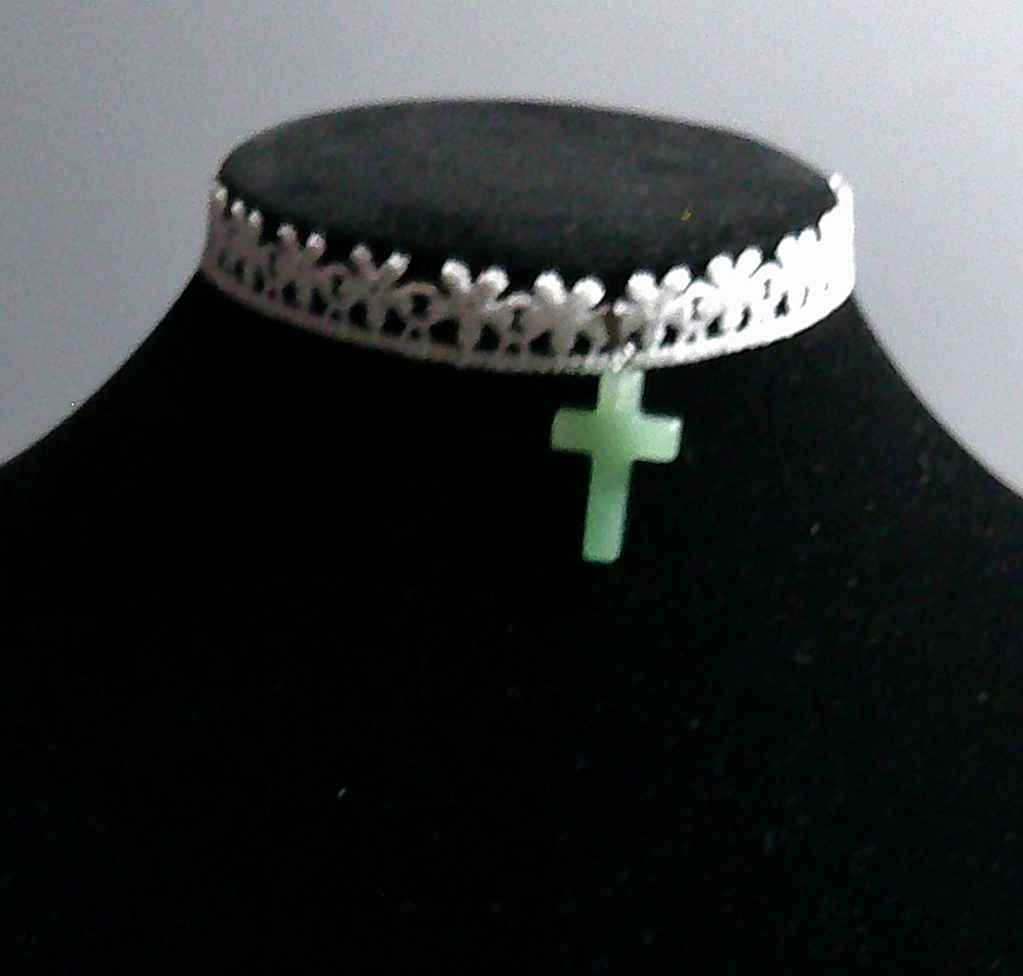 Cross teal Chocker