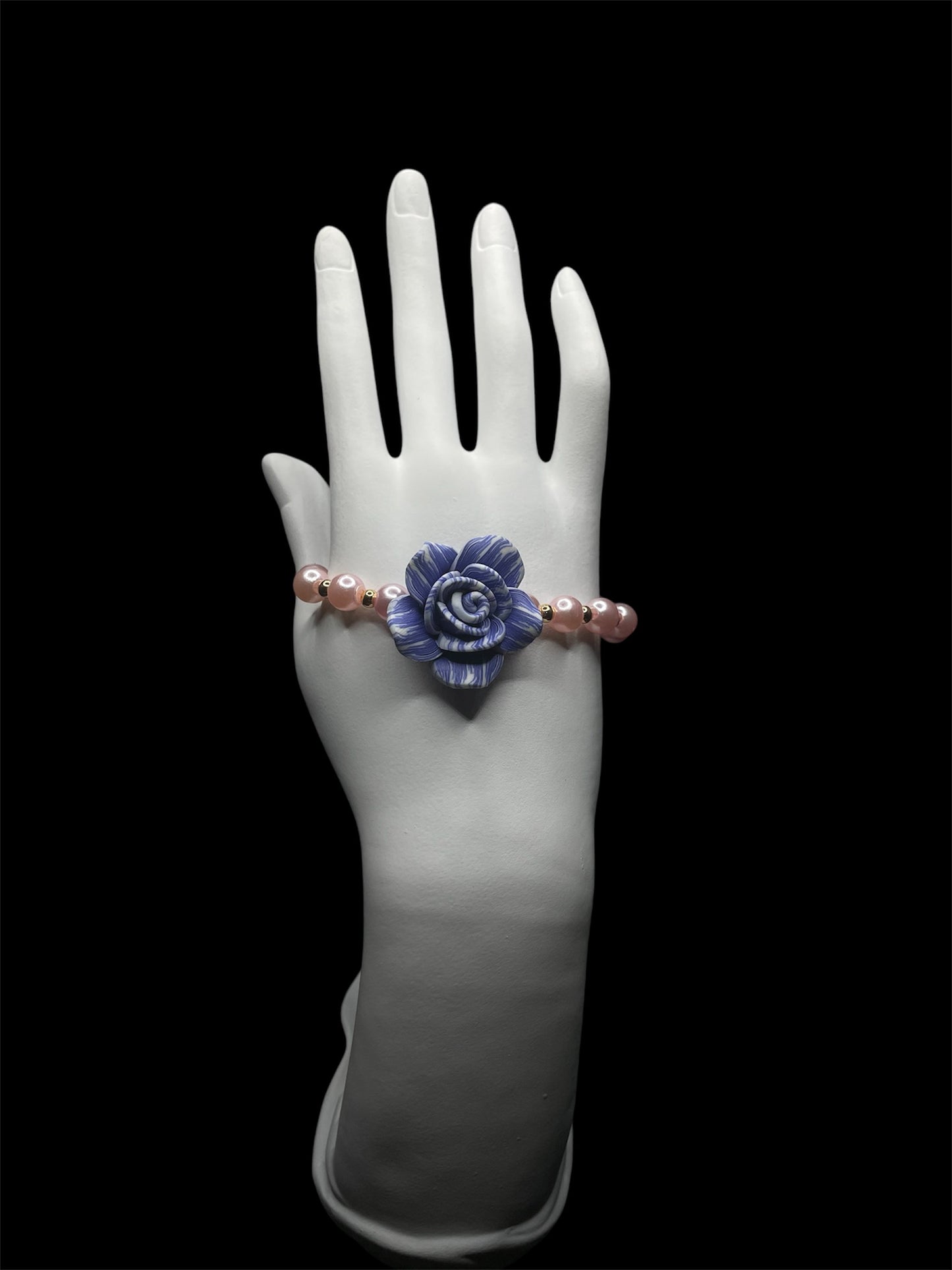 Blue & White Rose Bracelet