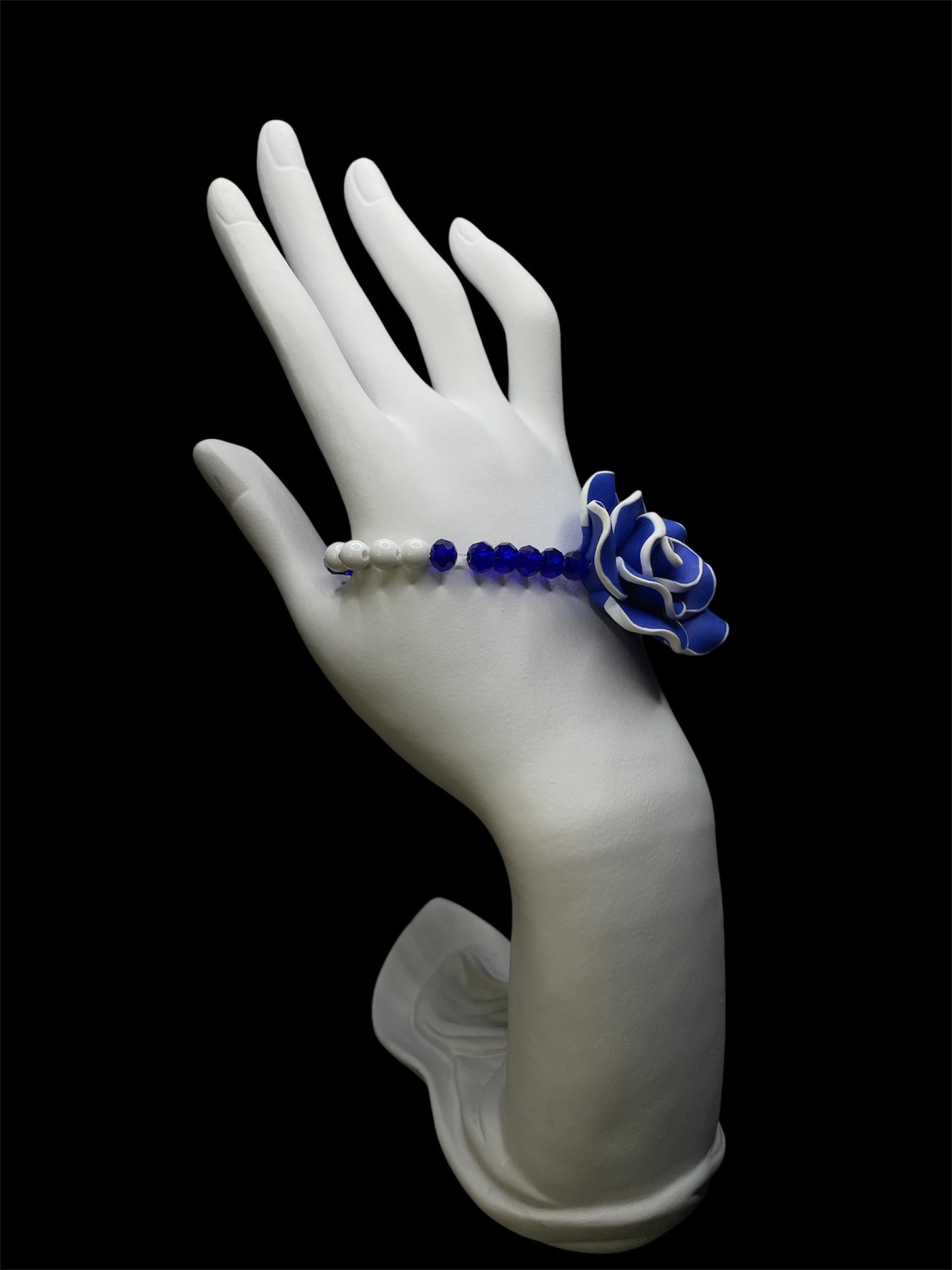 Blue & White Rose Bracelet