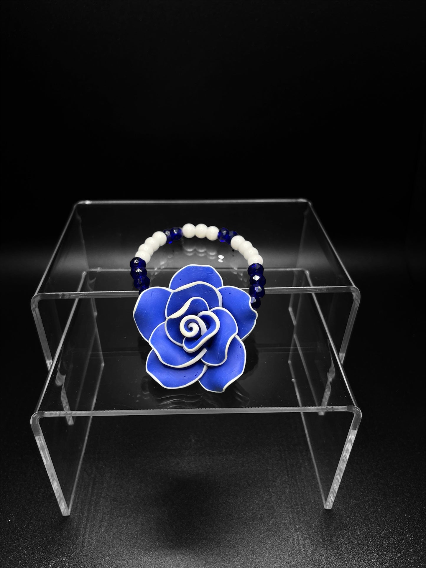 Blue & White Rose Bracelet