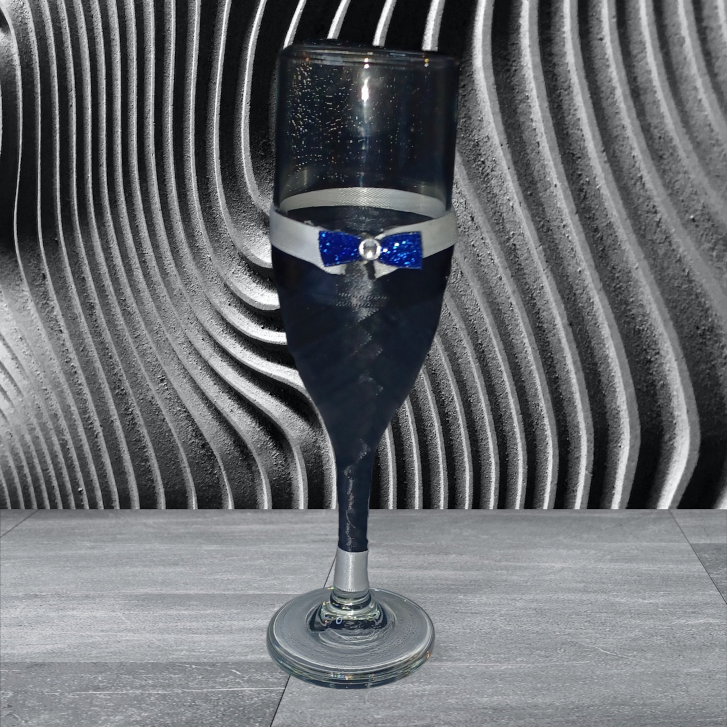 Tuxedo Blue Champagne Glass