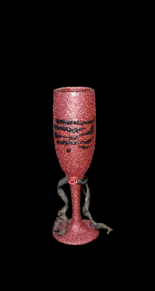 Red Printed Champagne Glass