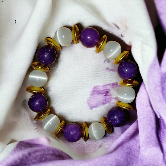 Purple & White Glass Bracelet