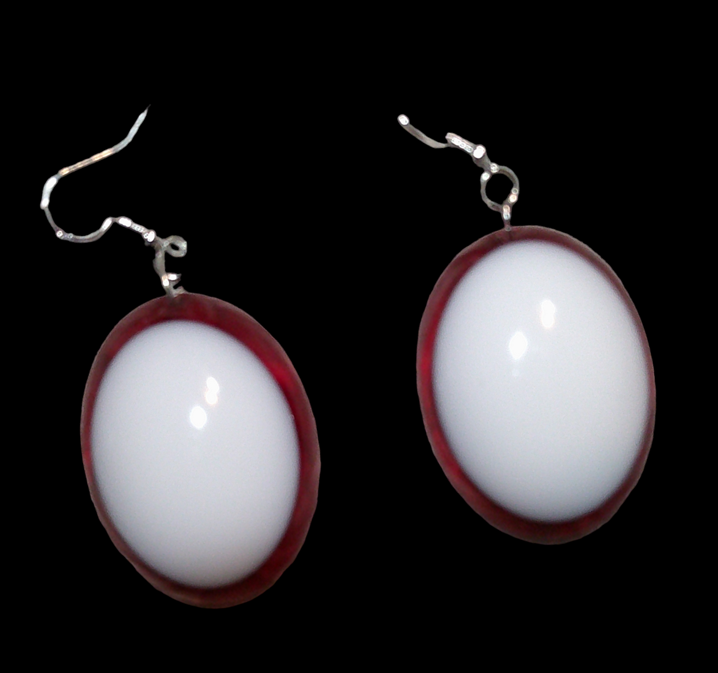 Red & White Oval Earrings