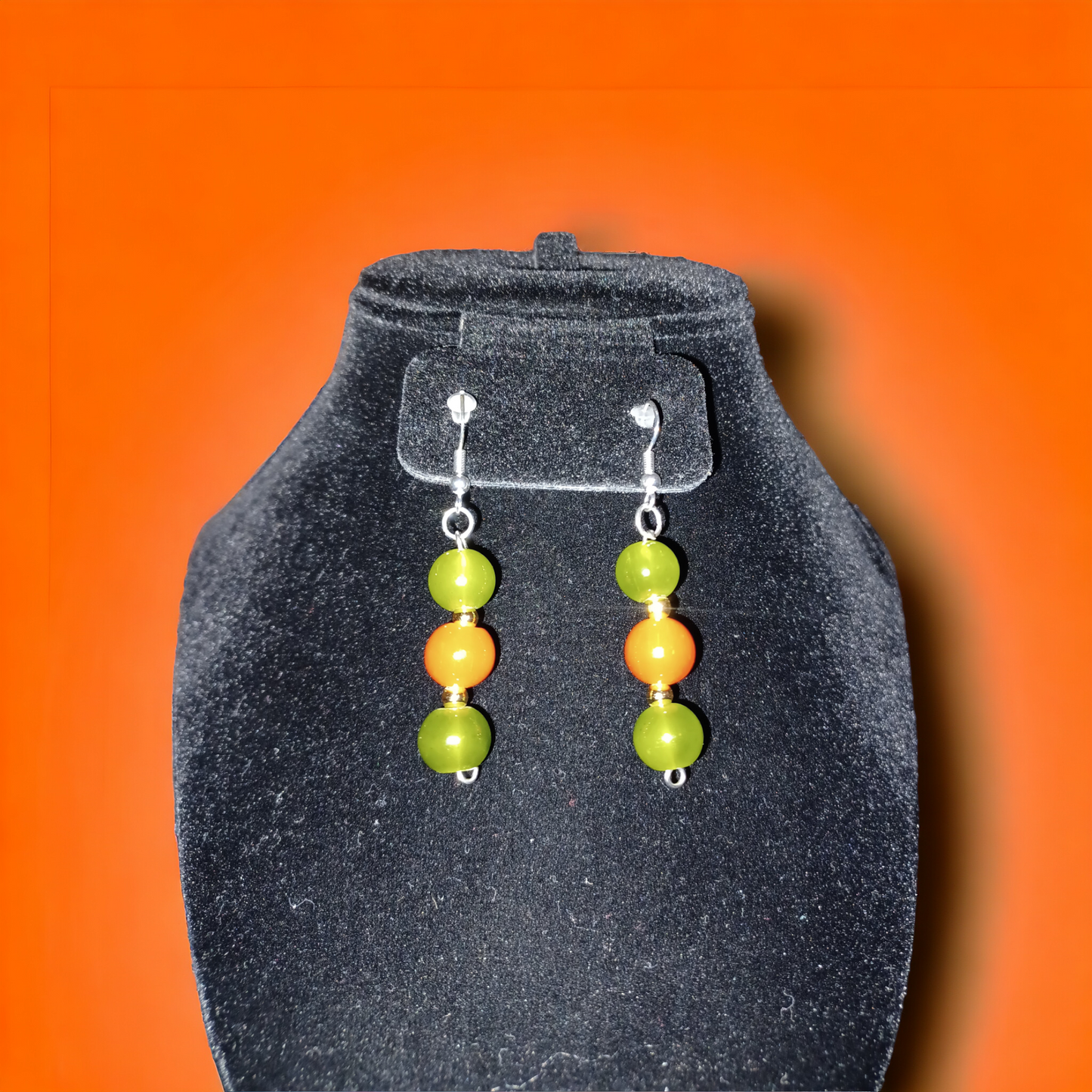 Orange & Green Glass Earrings