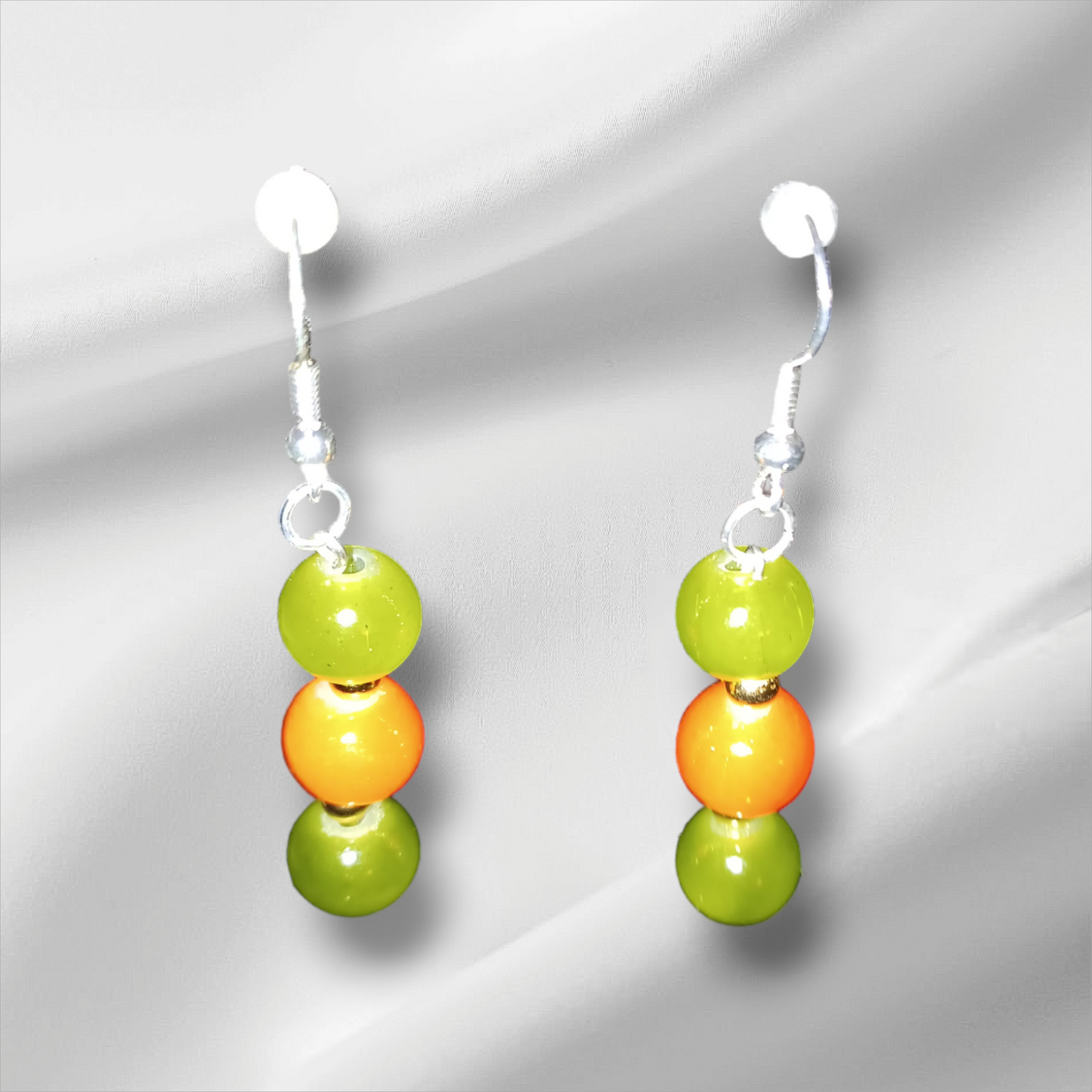 Orange & Green Glass Earrings