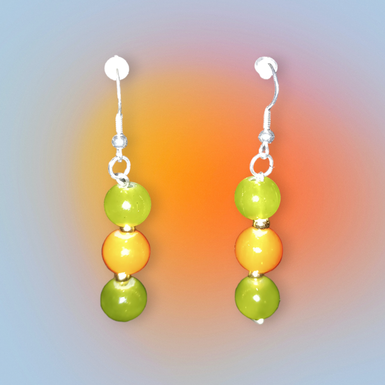 Orange & Green Glass Earrings