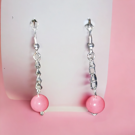 Pink Glass Bead w/Chain