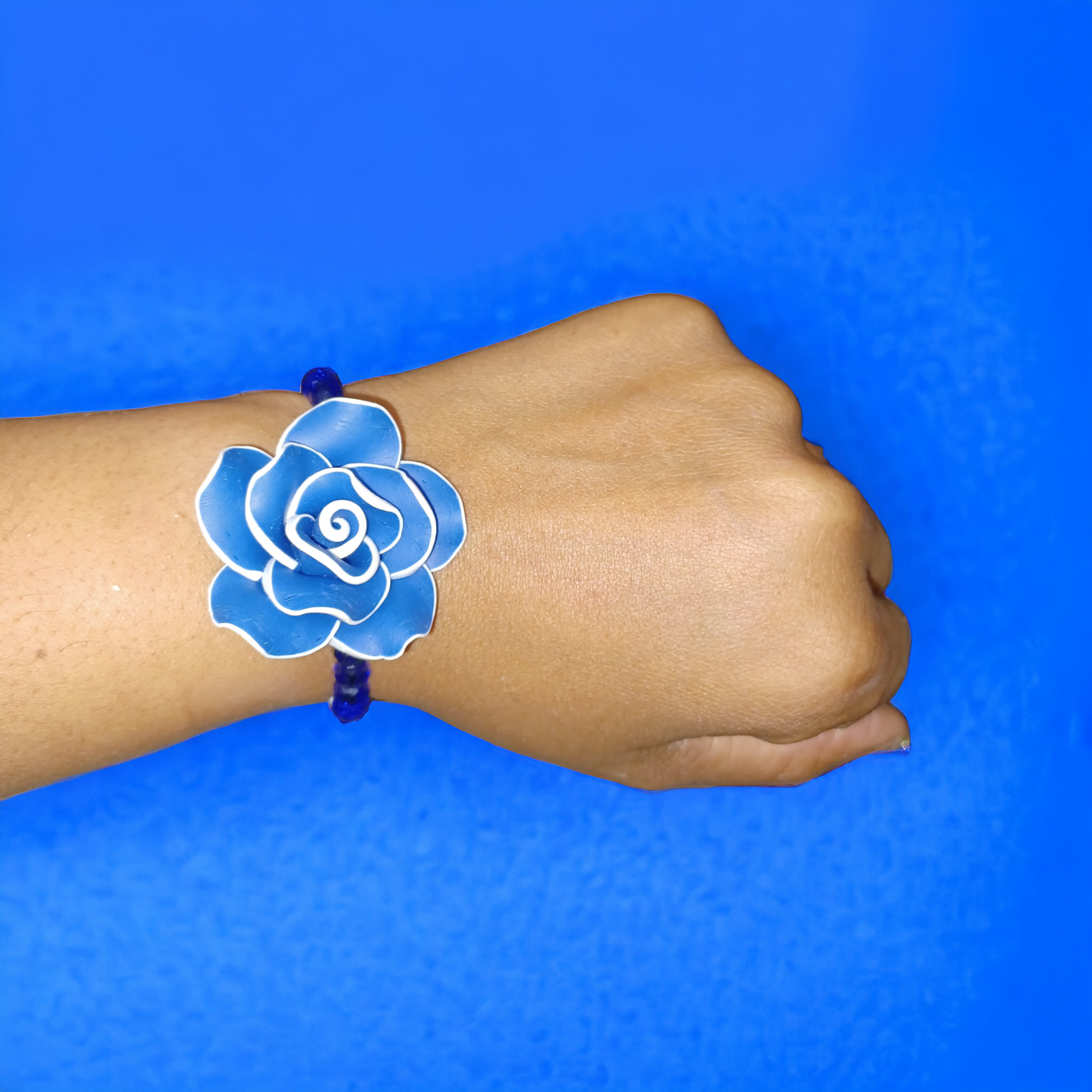 Blue & White Rose Bracelet