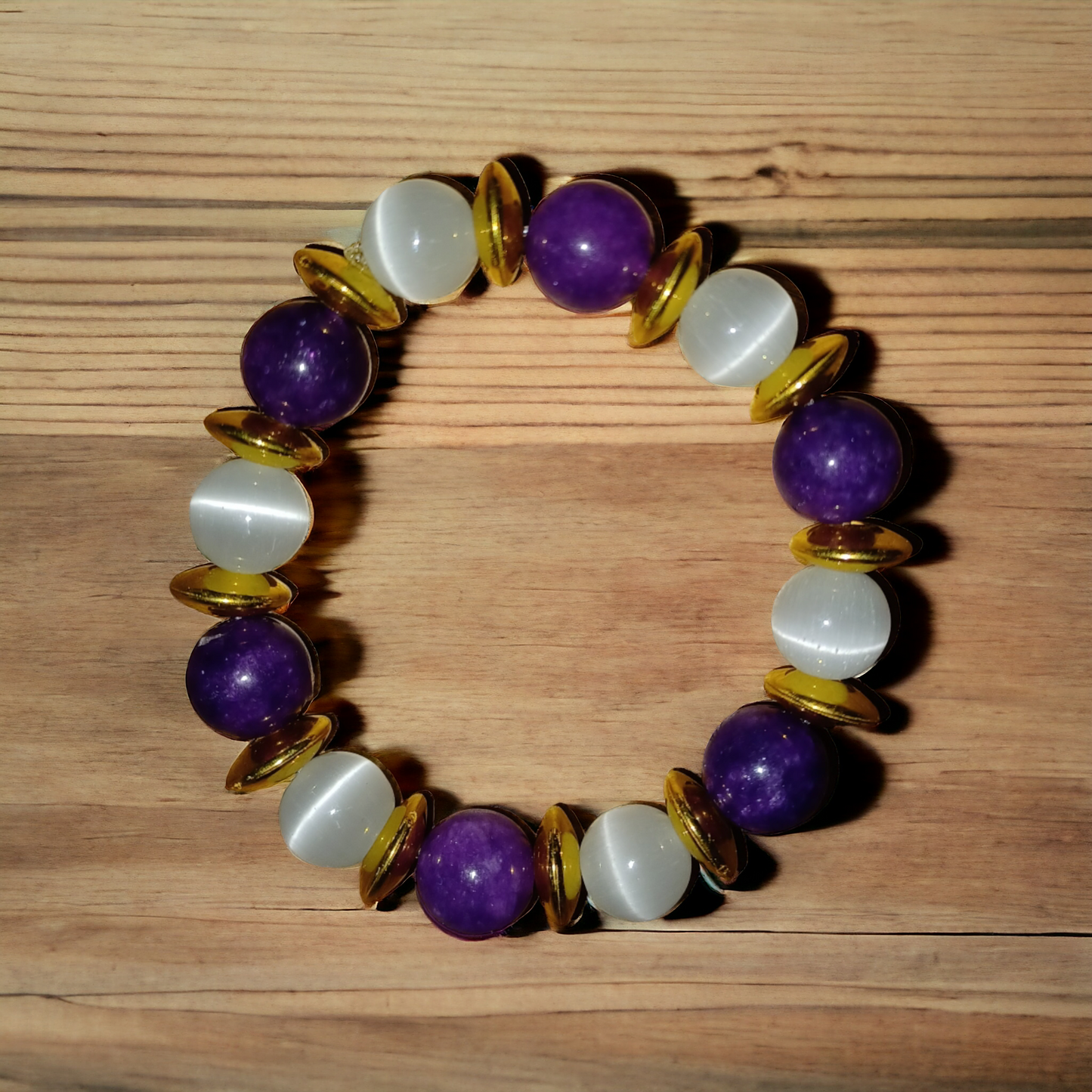 Purple & White Glass Bracelet